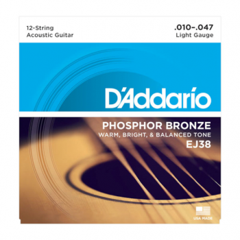 D'Addario Phosphor Bronze EJ38 Light 12-String 10-47