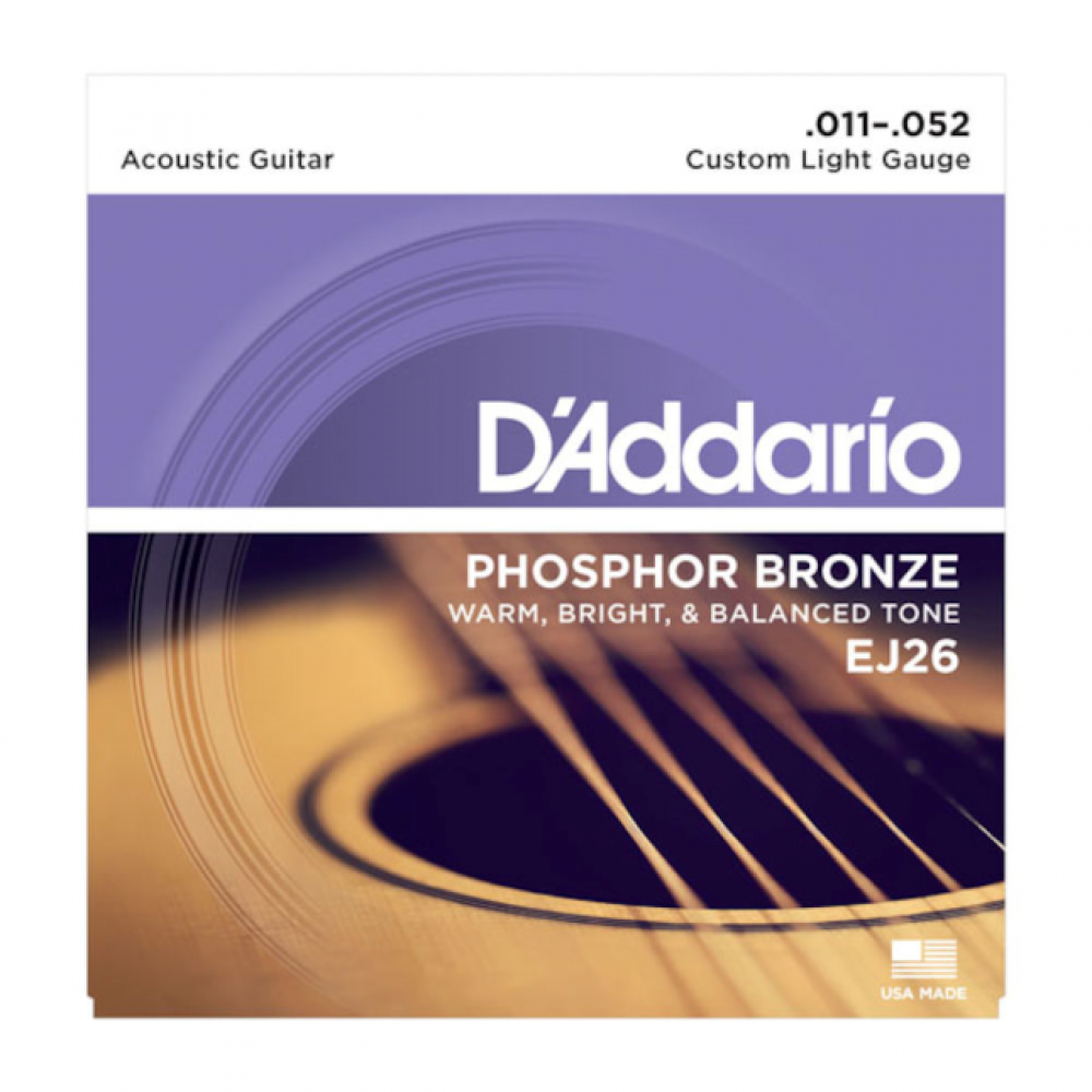 D'Addario Phosphor Bronze EJ26 Custom Light 11-52